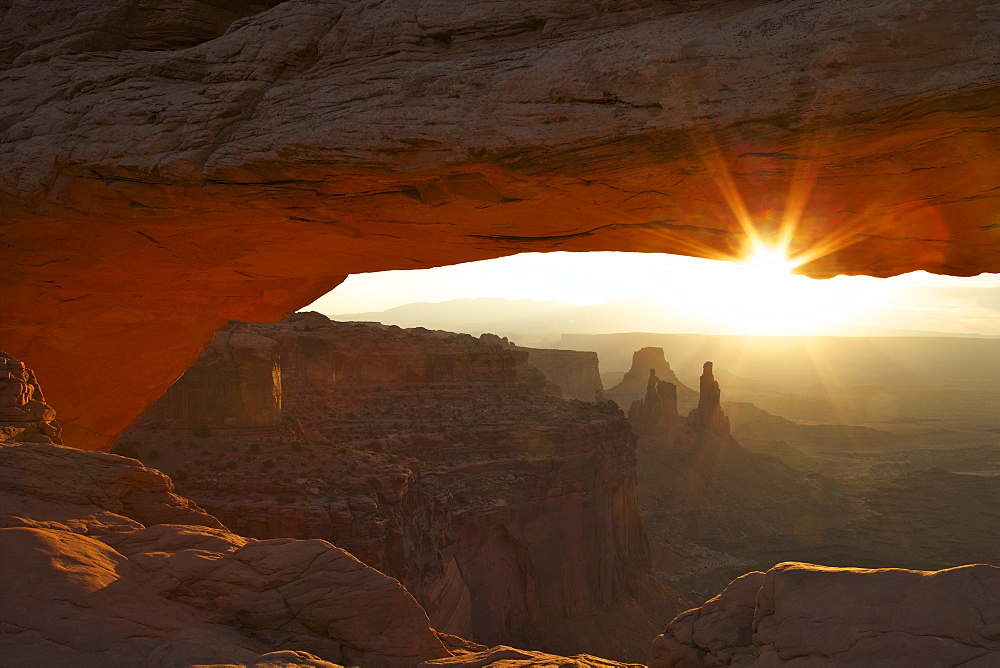 Sunrise at Mesa Arch, Island in the Sky, Canyonlands National Park, Utah, United States of America, North America