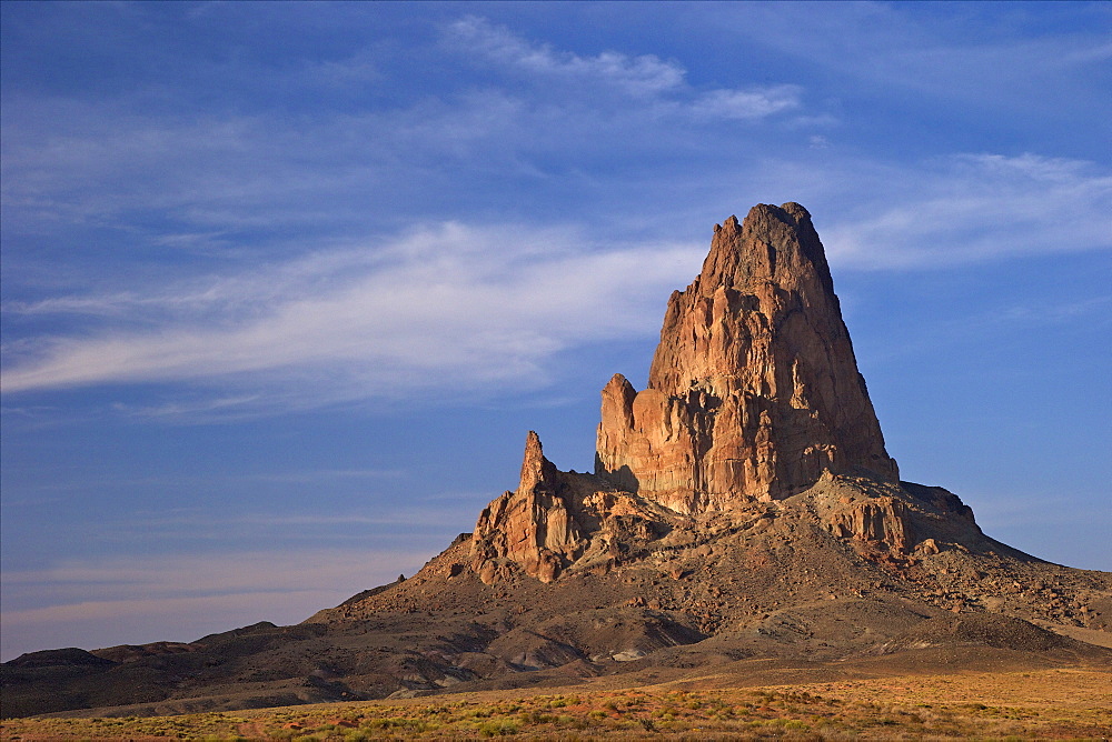 Morning sunlight on Agathia Peak (El Capita),  near Monument Valley, on Arizona Highway 163, Arizona, United States of America, North America