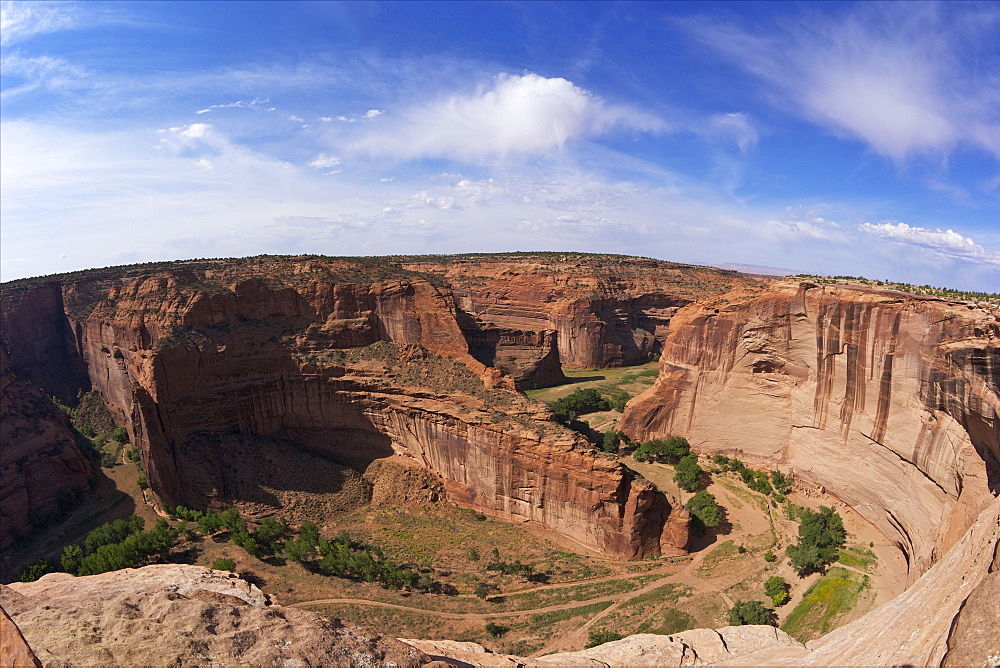 Divide between Canyon del Muerto and Black Rock Canyon, Antelope House Overlook, Canyon de Chelly National Monument, Arizona, United States of America, North America