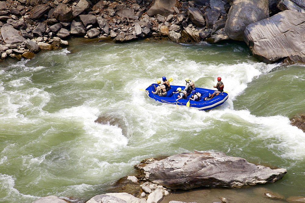 Whitewater rafting on Bhote Koshi river, Nepal, Asia