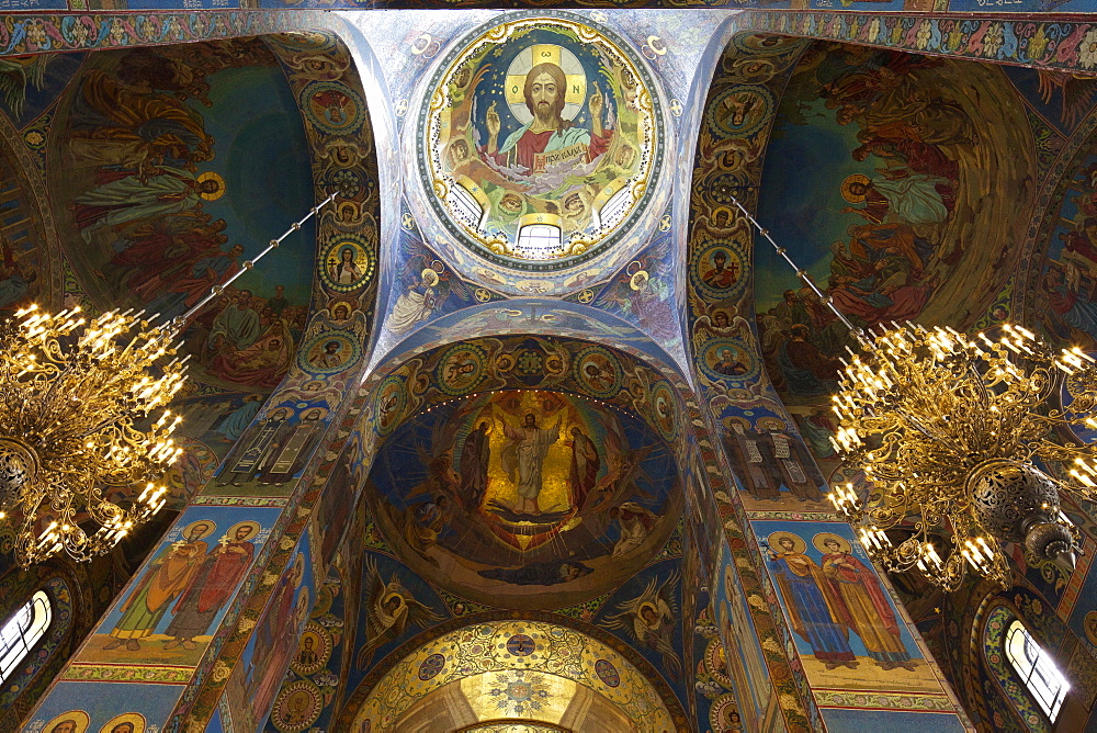 Interior mosaics, Church of the Saviour on Spilled Blood (Church of Resurrection), UNESCO World Heritage Site, St. Petersburg, Russia, Europe 