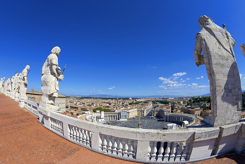 View from the dome of St. Peter's Basilica, Vatican, Rome, Lazio, Italy, Europe