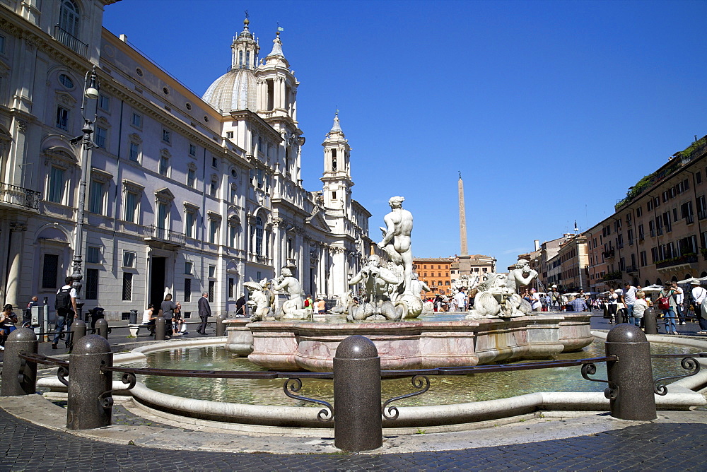 Moor Fountain (Fontana del Moro), Piazza Navona, Rome, Lazio, Italy, Europe