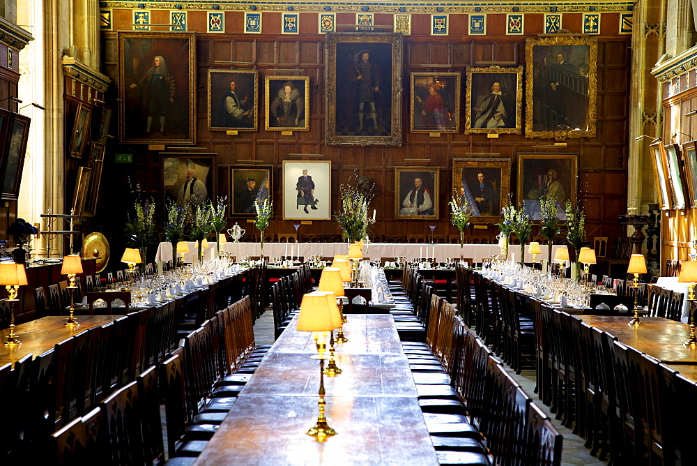 Great Hall (dining room) at Christ Church College, Oxford University, Oxford, Oxfordshire, England, United Kingdom, Europe