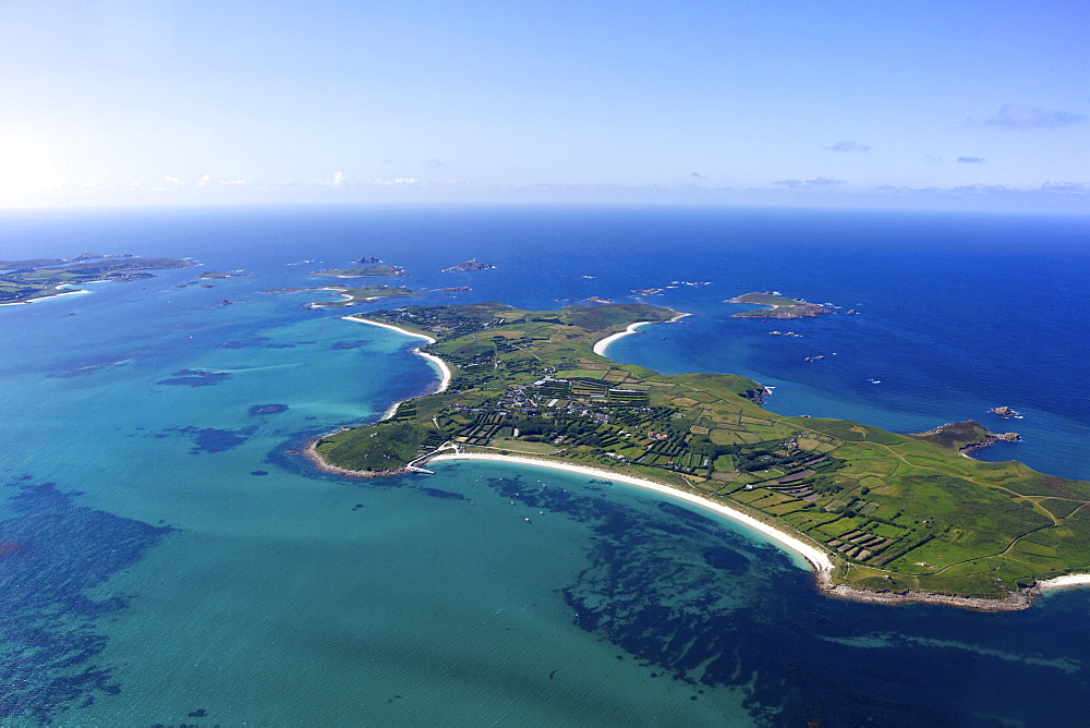 AerIal photo of St. Martin's island, Isles of Scilly, England, United Kingdom, Europe