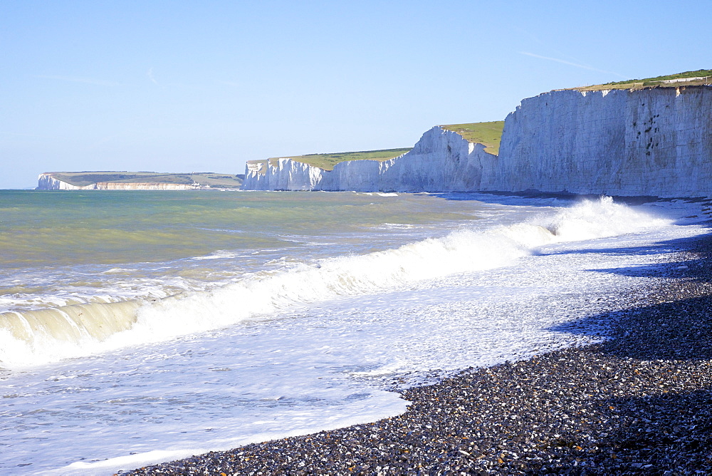 Birling Gap and chalk cliffs of the Seven Sisters, East Sussex, South Downs National Park, England, United Kingdom, Europe