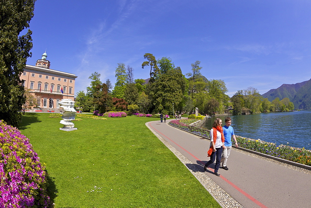 View of Villa Ciani from Parco Civico, Lugano, Lake Lugano, Ticino, Switzerland, Europe