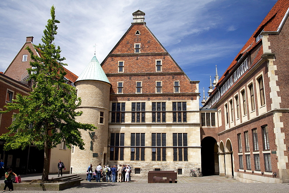 Town hall, Friedenssaal, historic venue, rear view, Muenster, Muensterland, North Rhine-Westphalia, Germany, Europe