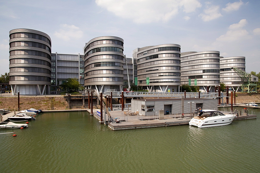 Five Boats office building, Innenhafen harbor, Duisburg, Ruhrgebiet region, North Rhine-Westphalia, Germany, Europe