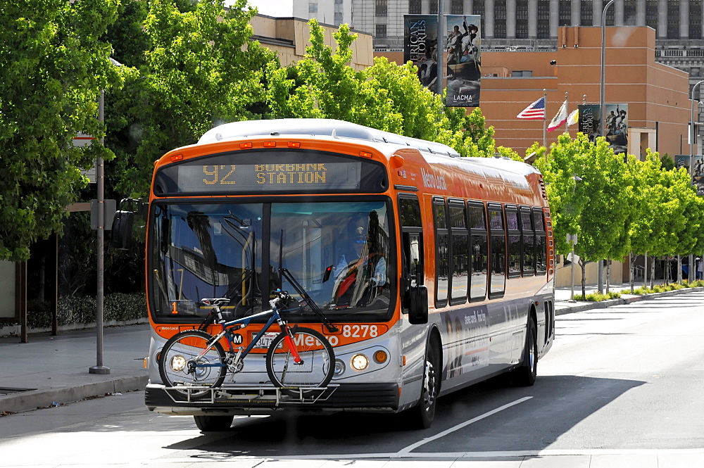 Bus, near Walt Disney Concert hall, Los Angeles, California USA, North America