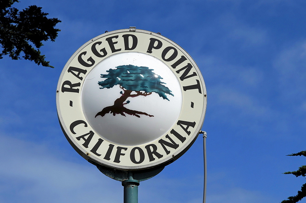 Sign, Ragged Point, picnic area, near Big Sur, California, USA, North America