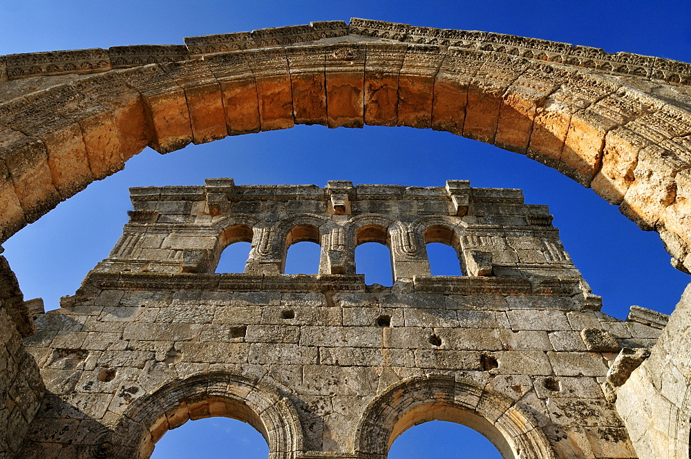 Ruin of Saint Simeon Monastery, QalaÂ¥at Samaan, Qalaat Seman archeological site, Dead Cities, Syria, Middle East, West Asia