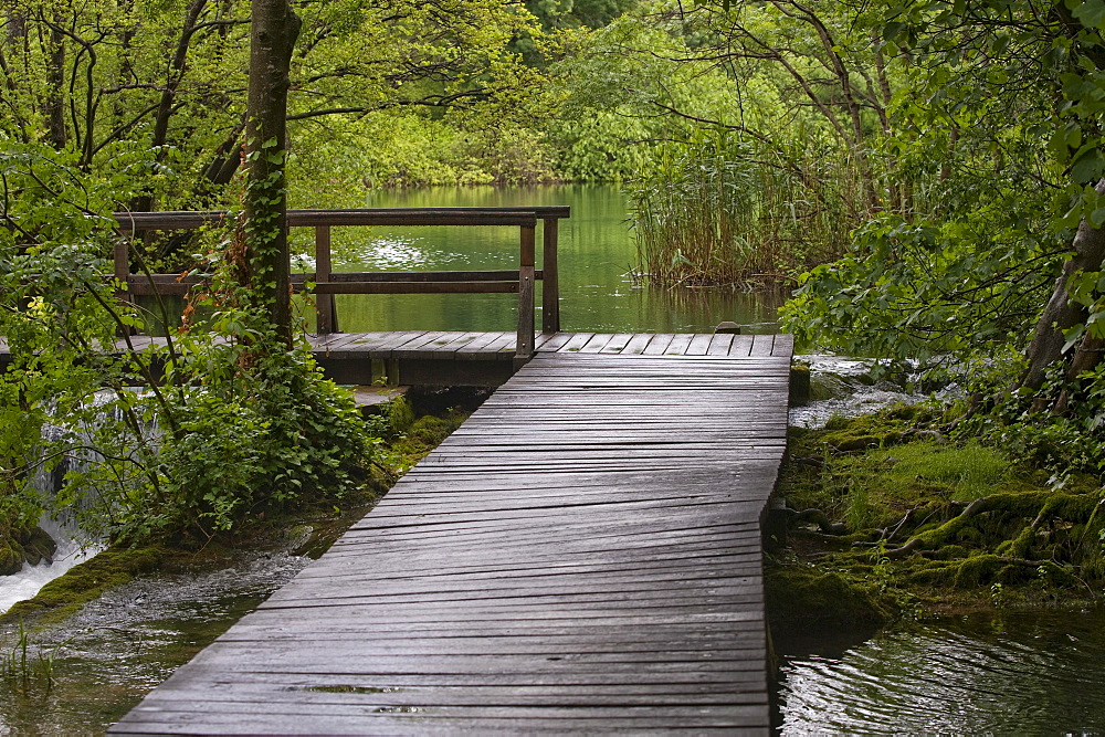 Wooden bridge in the Krka National Park, County of Sibenik-Knin, Croatia, Europe