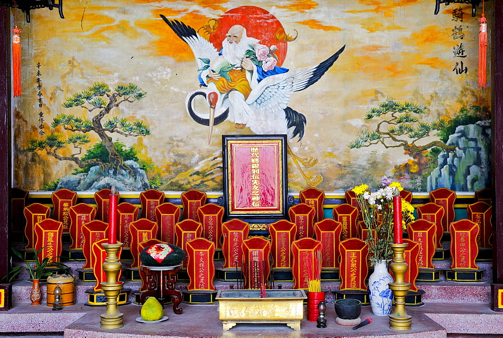 Ancestral altar in the Assembly Hall of the Chinese from Guangzhou, Hue, Vietnam, Southeast Asia