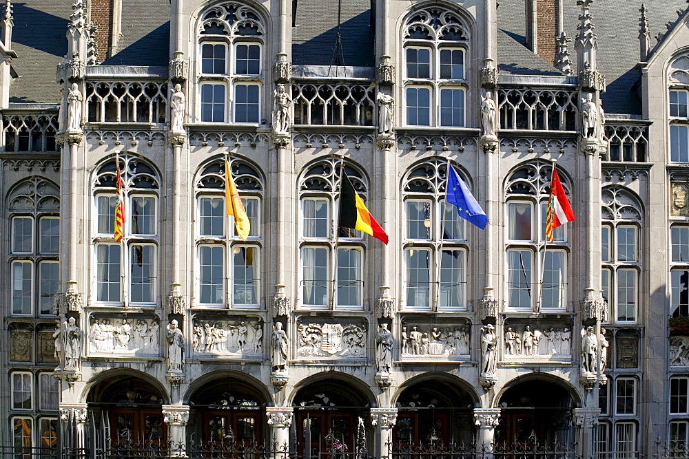 Palais des Princes-Eveques, the Episcopal Palace in Liege, the largest Gothic civilian building in the world, now provincial palace and court, Wallonia, Belgium, Europe