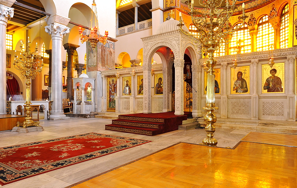 Interior, Church of Saint Demetrius or Hagios Demetrio, Thessaloniki, Chalkidiki, Macedonia, Greece, Europe