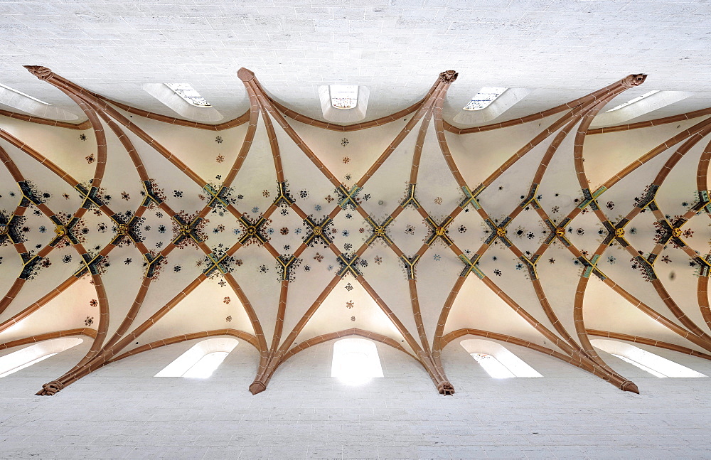 Interior, ceiling vault in the nave of the Lay Church, rib vaulting, Maulbronn Monastery, Cistercian Abbey, UNESCO World Heritage Site, Kraichgau, Baden-Wuerttemberg, Germany, Europe