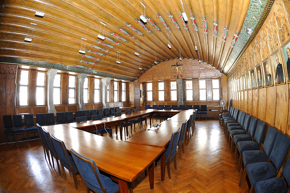 Interior, assembly hall, town hall, Ravensburg, Baden-Wuerttemberg, Germany, Europe