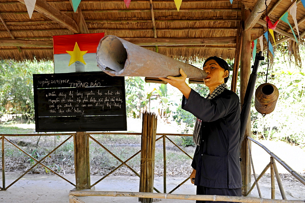 Re-enactment of scene from the Vietnam War with life-size doll in the open-air war museum in Cu Chi, South Vietnam, Vietnam, Southeast Asia, Asia