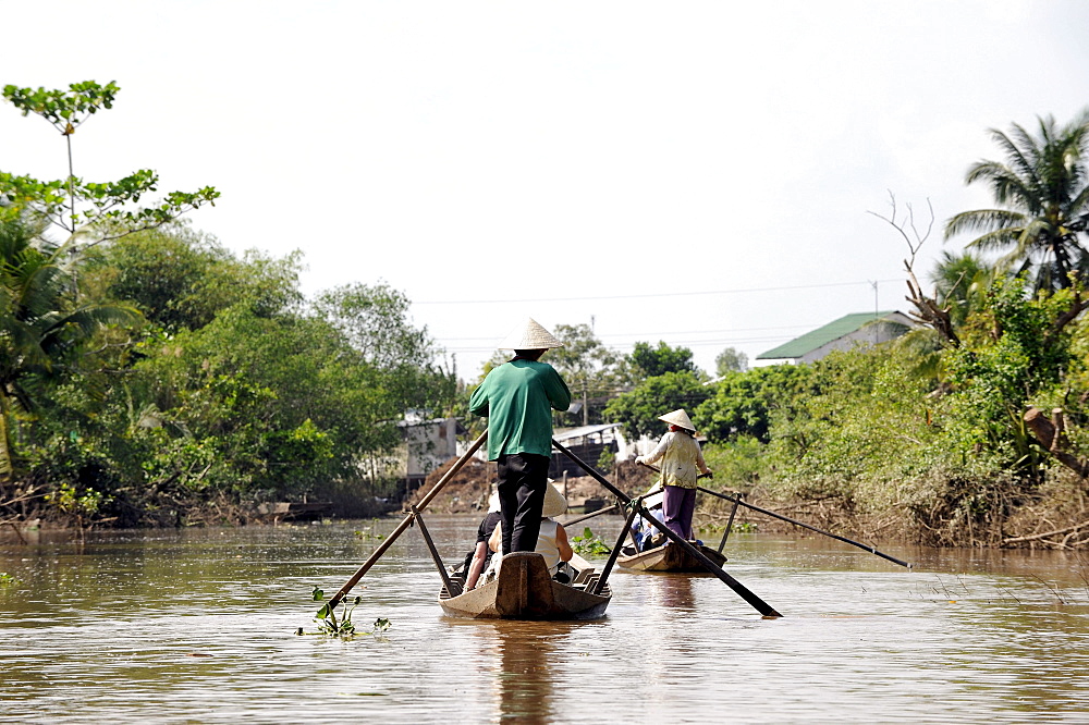 Rowing boats in the Mekong Delta, Vinh Long, South Vietnam, Vietnam, Southeast Asia, Asia