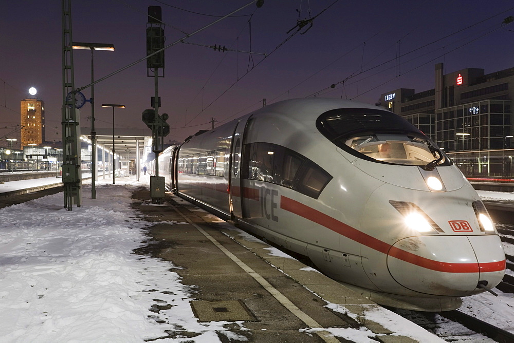 ICE train at central railway station in Stuttgart, Baden-Wuerttemberg, Germany, Europe