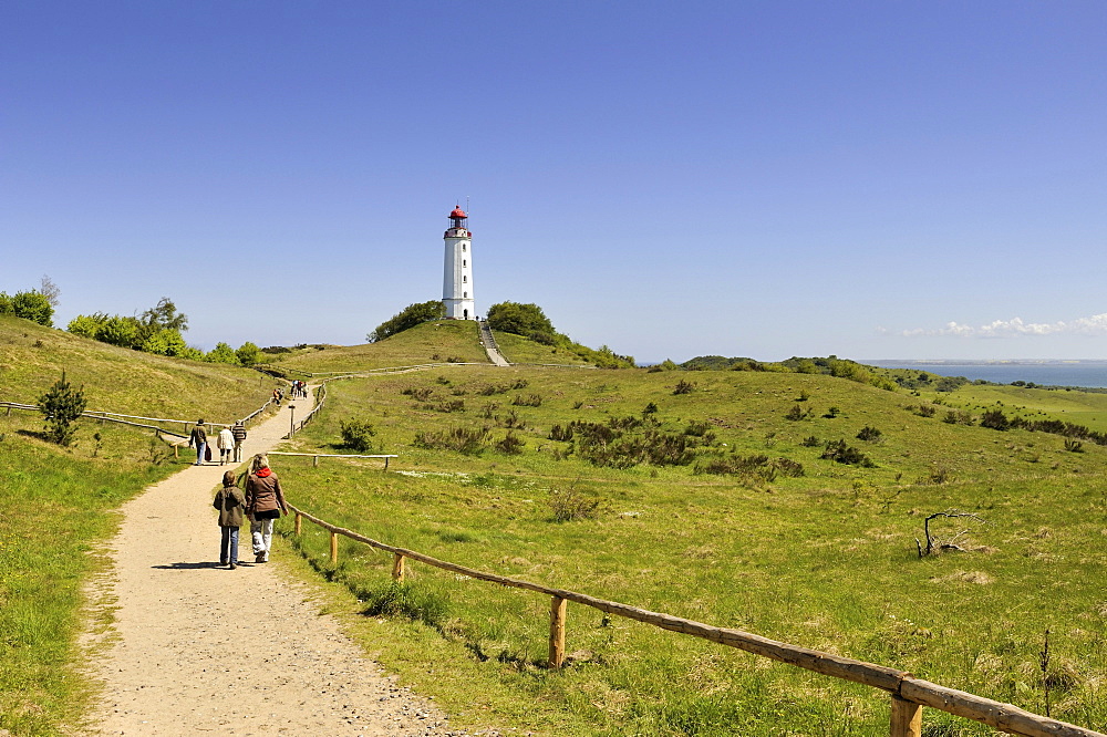 Trail to Dornbusch lighthouse on Hiddensee Island, district of Ruegen, Mecklenburg-Western Pomerania, Germany, Europa