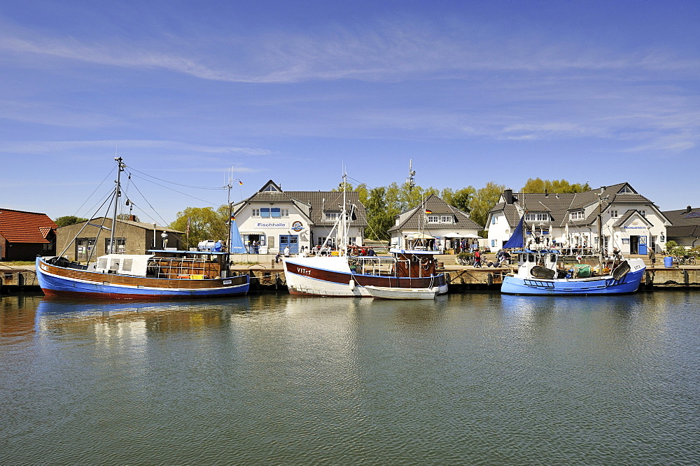 Fishing harbour, Vitte, Hiddensee Island, district of Ruegen, Mecklenburg-Western Pomerania, Germany, Europa