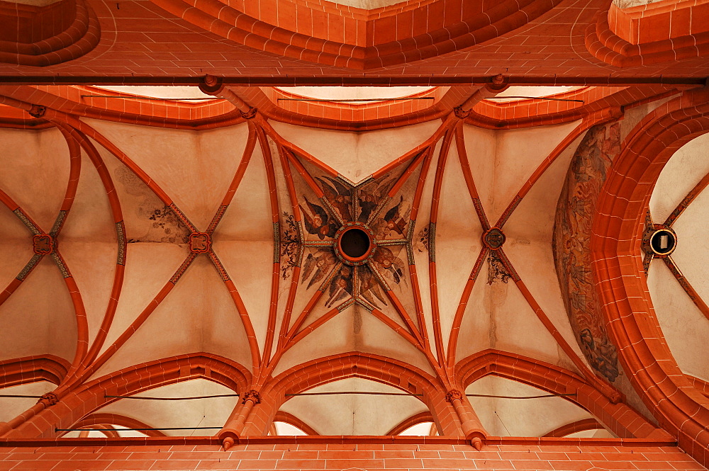 Cross vault of the Heilig Geist Kirche church of the Holy Spirit, late Gothic, in 1400, Heiliggeiststrasse 17, Heidelberg, Baden-Wuerttemberg, Germany, Europe