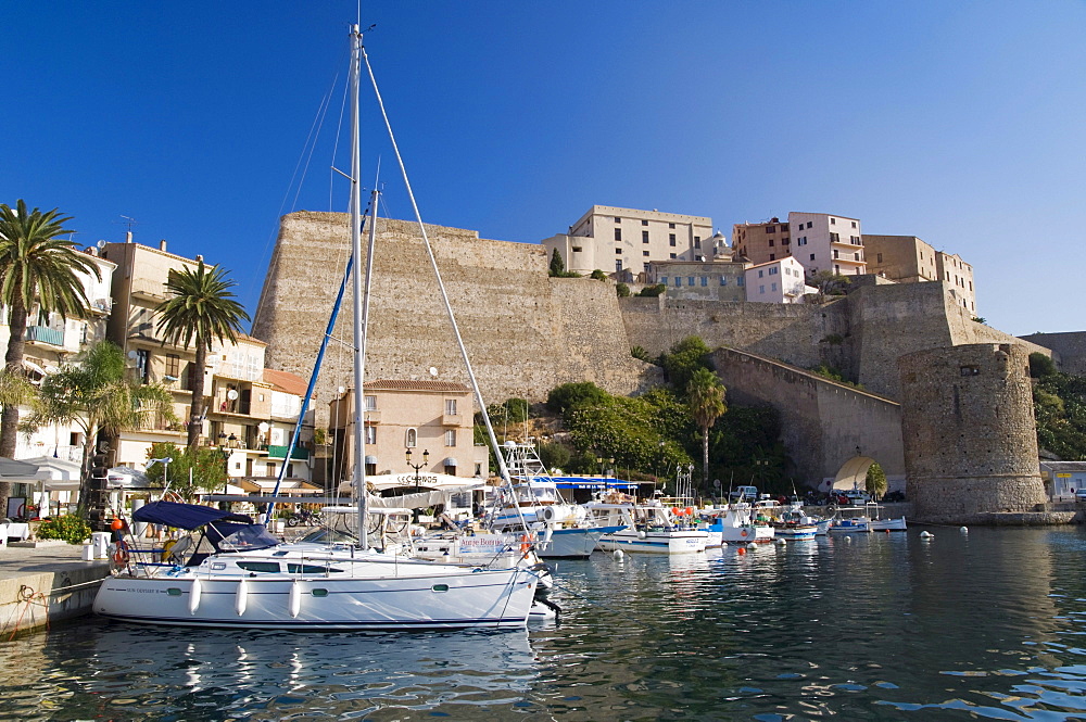 Port and citadel of Calvi, Balagne, Corsica, France, Europe