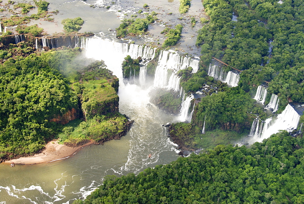 Iguazu Falls, aerial perspective, Iguazu River, Brazil, South America