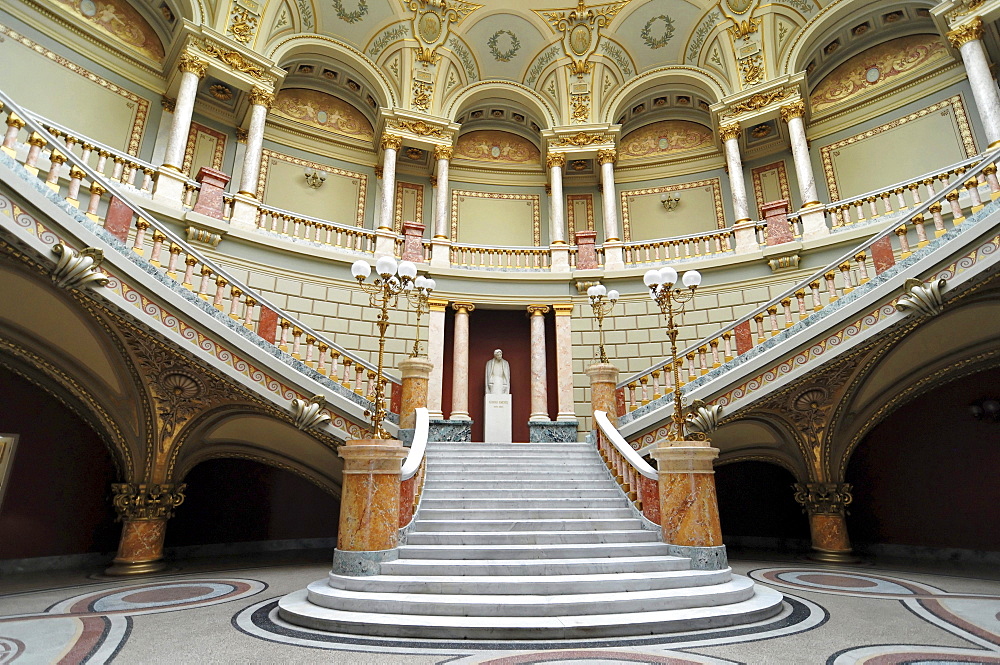 Interior, magnificent staircase, stairs, Athenaeum, Bucharest, Romania, Europe