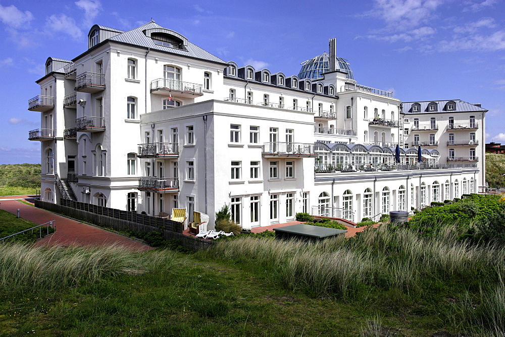 Rear of the Kurhotel, island of Juist, Lower Saxony, Northern Germany, Europe