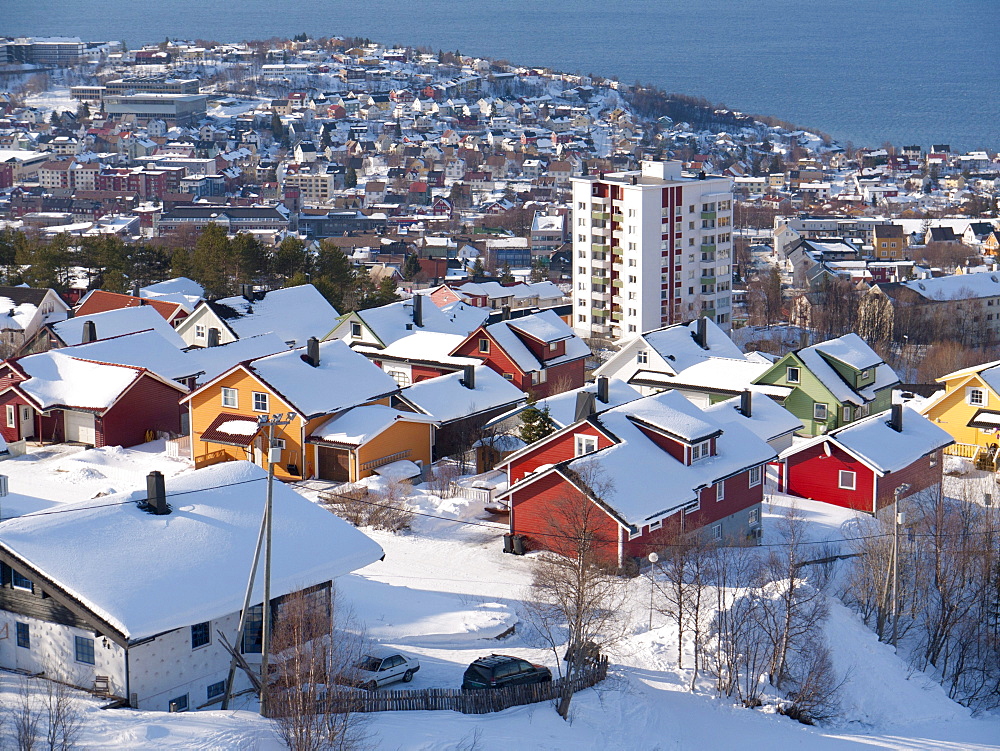 View of Narvik on the Ofotfjord, Nordland, Norway, Europe