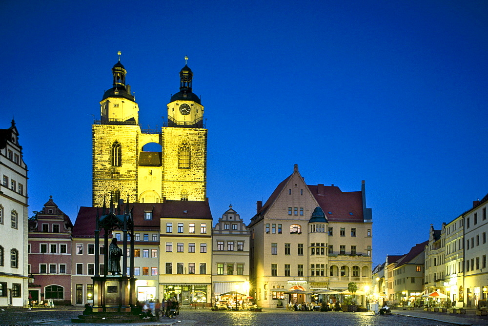 Marketplace, city church, Lutherstadt Wittenberg, Saxony-Anhalt, Germany, Europe