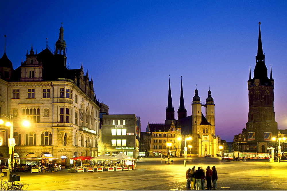 Market square, Red Tower, Halle, Saxony-Anhalt, Germany, Europe