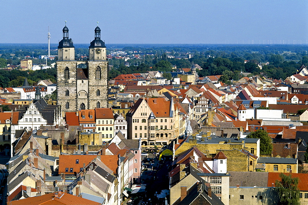 Overlooking the historic town, Lutherstadt Wittenberg, Saxony-Anhalt, Germany, Europe