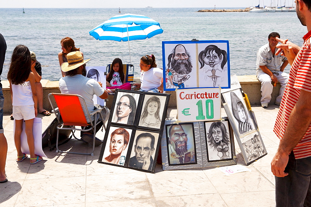 Portrait painter at the promenade of Paphos, Southern Cyprus, Greek Cyprus, Southern Europe