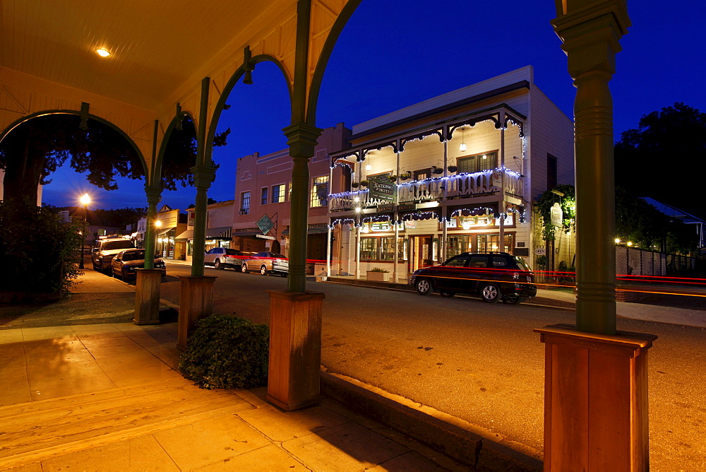 Evening in the gold mining town of Jamestown, California, USA