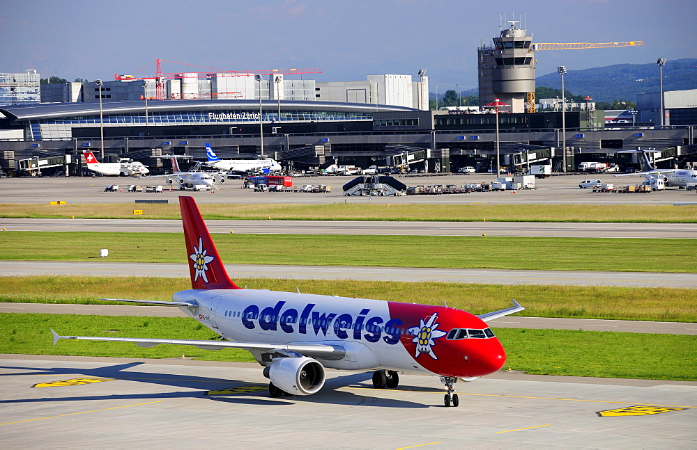 Airbus 320 from Edelweiss Air at Zurich Airport, Switzerland, Europe