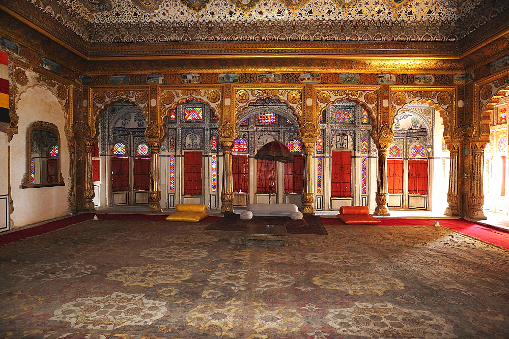 Phul Mahal, Flower Palace, Throne Hall in the Meherangarh Fort, Jodhpur, Rajasthan, India, Asia