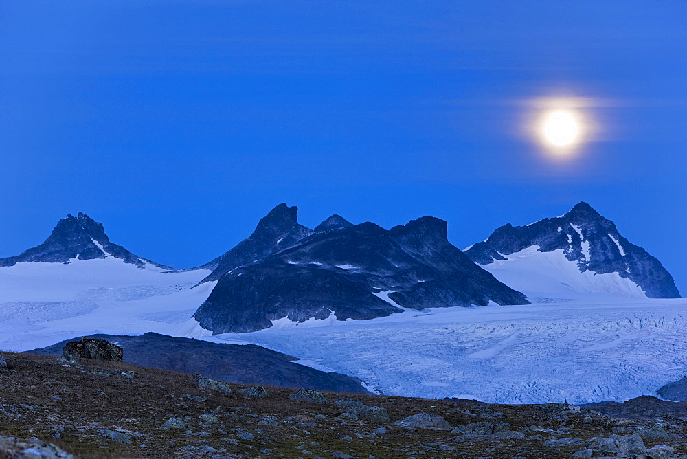 Moonlight over Smorstabbreen, Sognefjell, Norway, Scandinavia, Europe