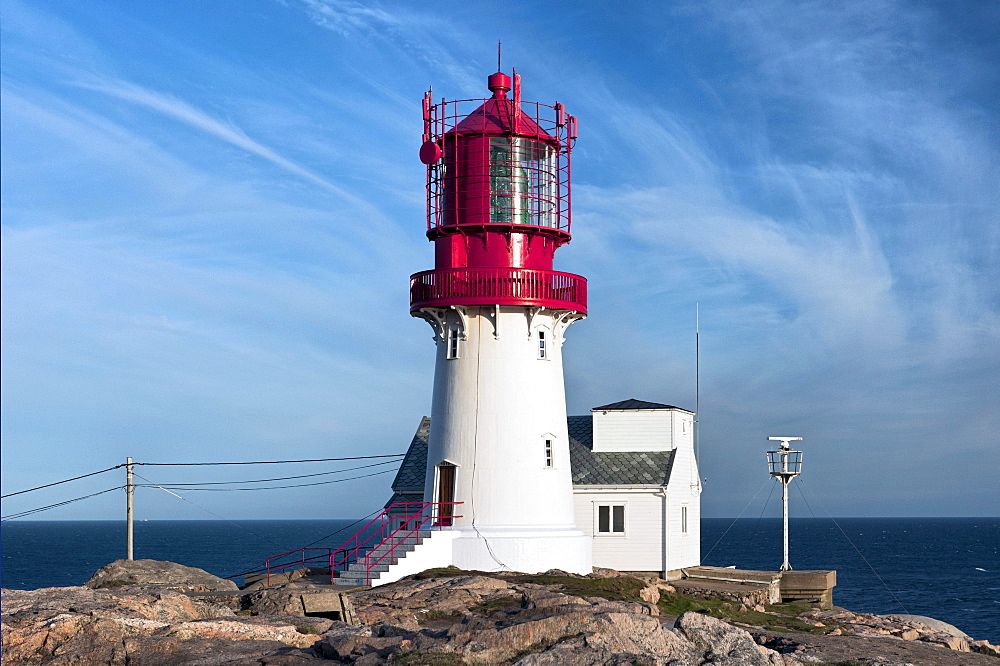 Lindesnes lighthouse by the sea, Norway, Scandinavia, Europe