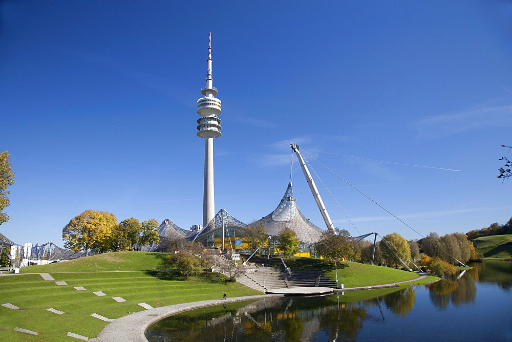 TV tower, Olympiapark, Olympic Park, Munich, Bavaria, Germany, Europe