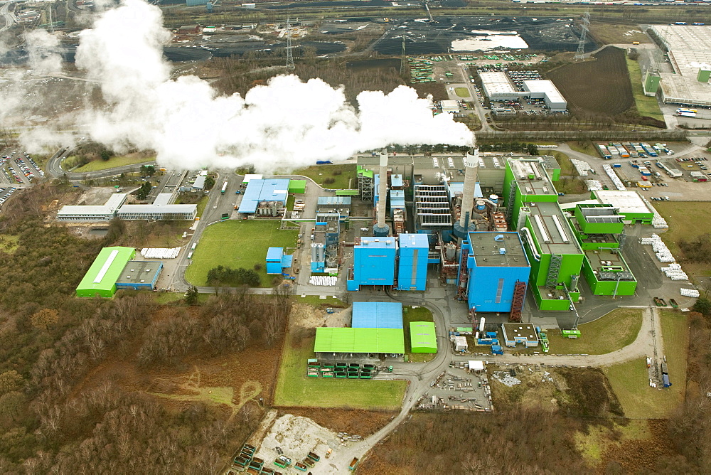 Aerial view, garbage incineration plant, Herten, Ruhr area, North Rhine-Westphalia, Germany, Europe