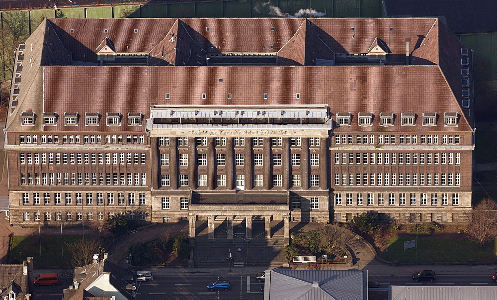 Aerial view, former Hoesch administrative building, pension office, Rheinische Strasse, Dortmund, Ruhrgebiet region, North Rhine-Westphalia, Germany, Europe