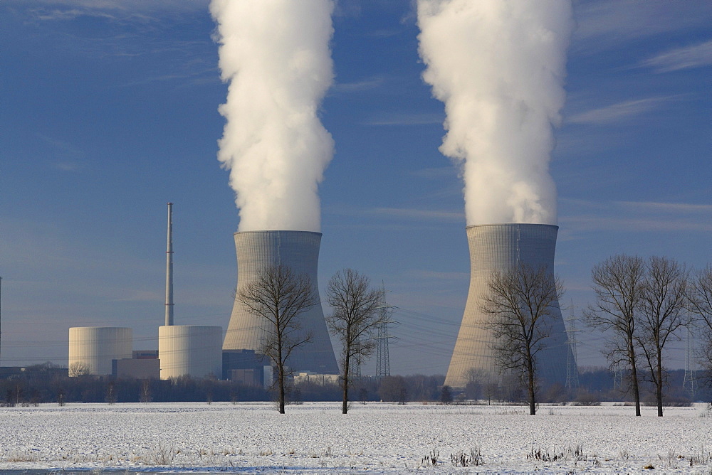 Gundremmingen Nuclear Power Plant, the most powerful German atomic power plant, Gundremmingen near Guenzburg, Bavaria, Germany, Europe