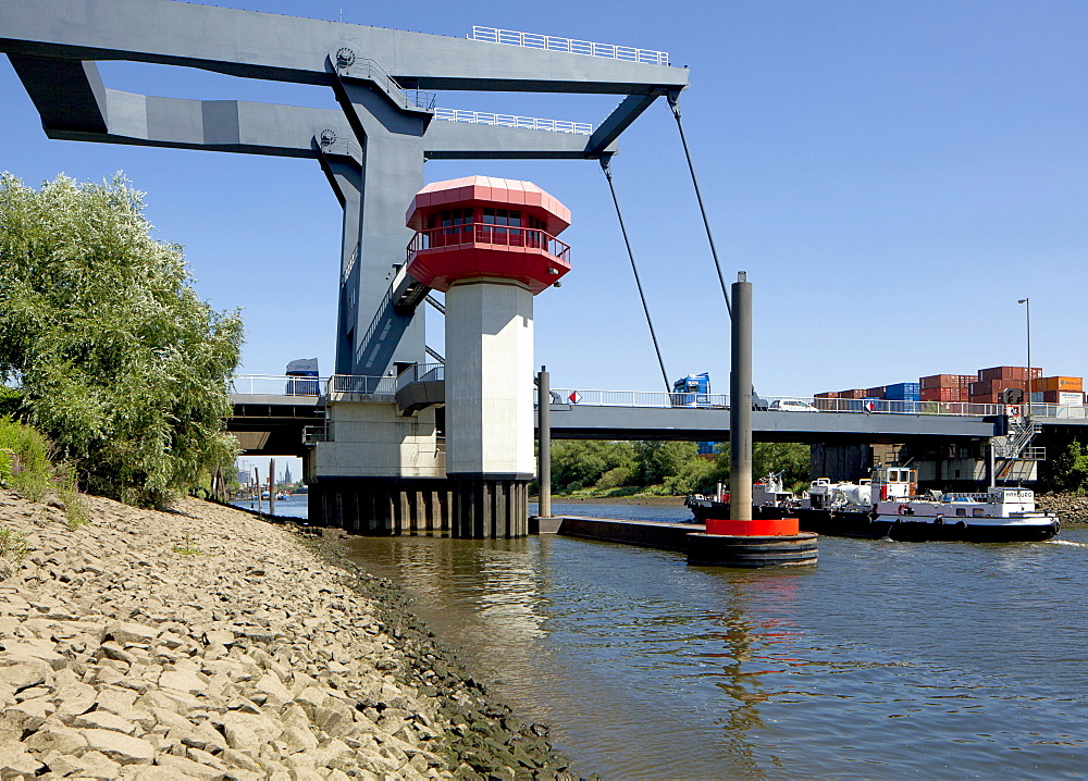 Reiherstieg Bascule Bridge, Neuhoefer Strasse, Hamburg, Germany, Europe