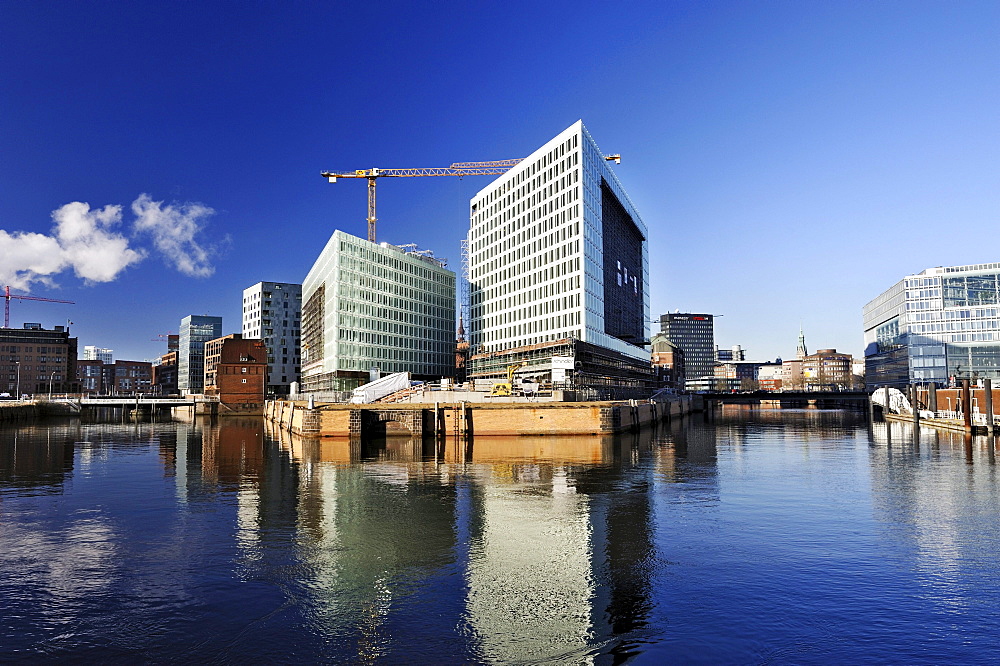 New buildings of the Spiegel publishing house on the Ericusspitze in the Hafencity district in Hamburg, under construction, Germany, Europe