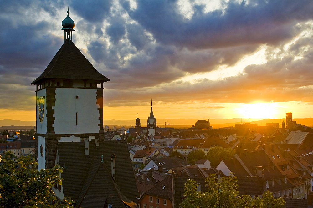 Panoramic view, historic district, Freiburg im Breisgau, Baden-Wuerttemberg, Germany, Europe