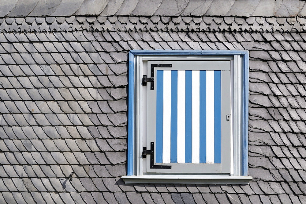 House with slate facade and shutters, Goslar, Lower Saxony, Germany, Europe